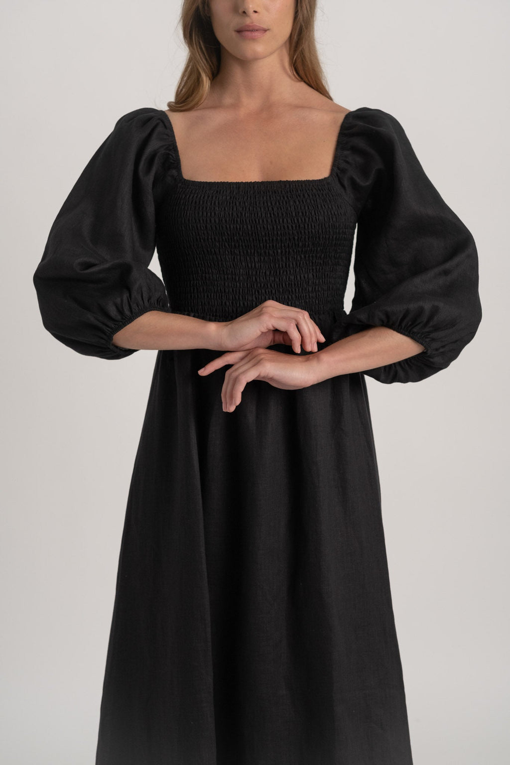 Agapi Linen Maxi Dress Black