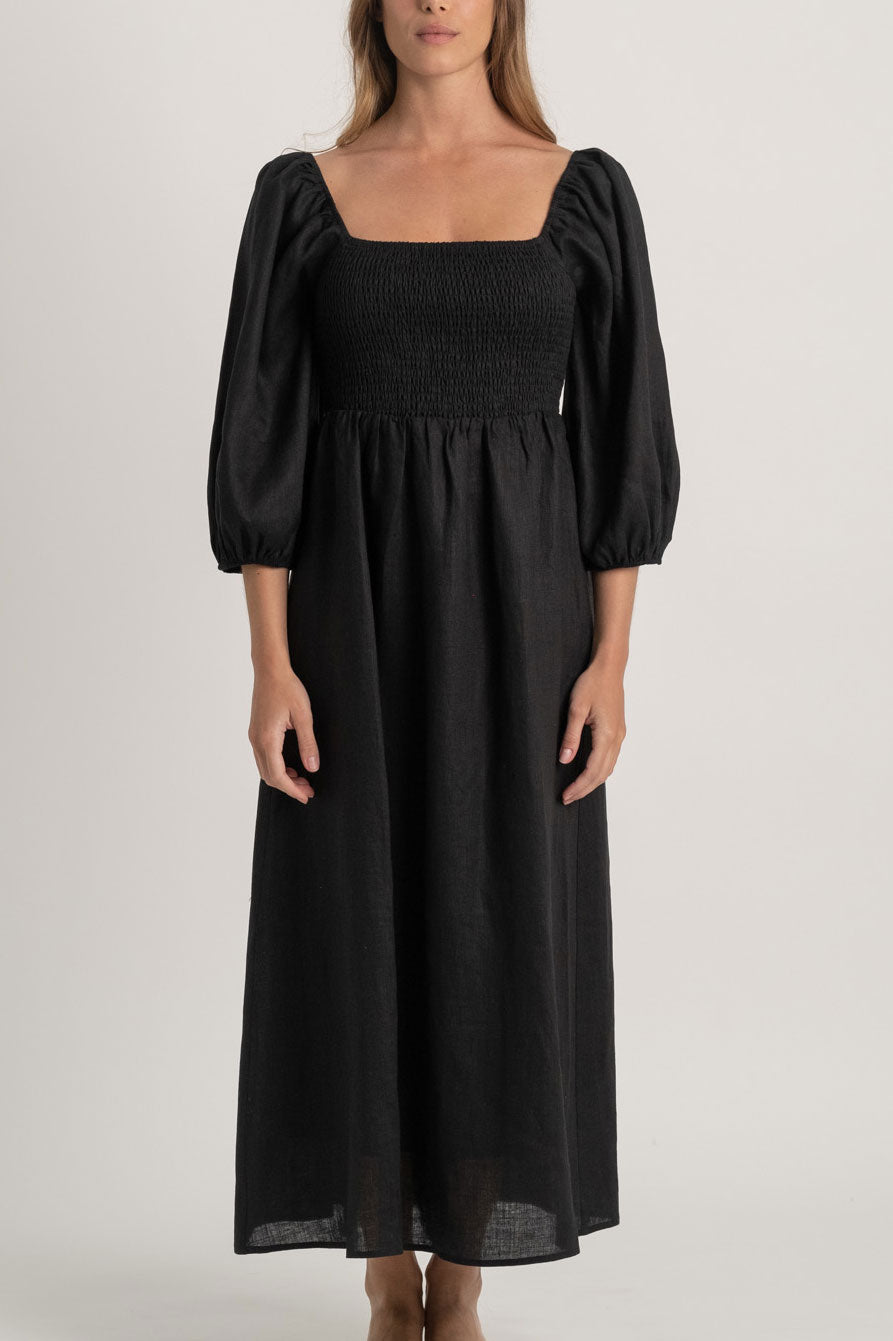 Agapi Linen Maxi Dress Black