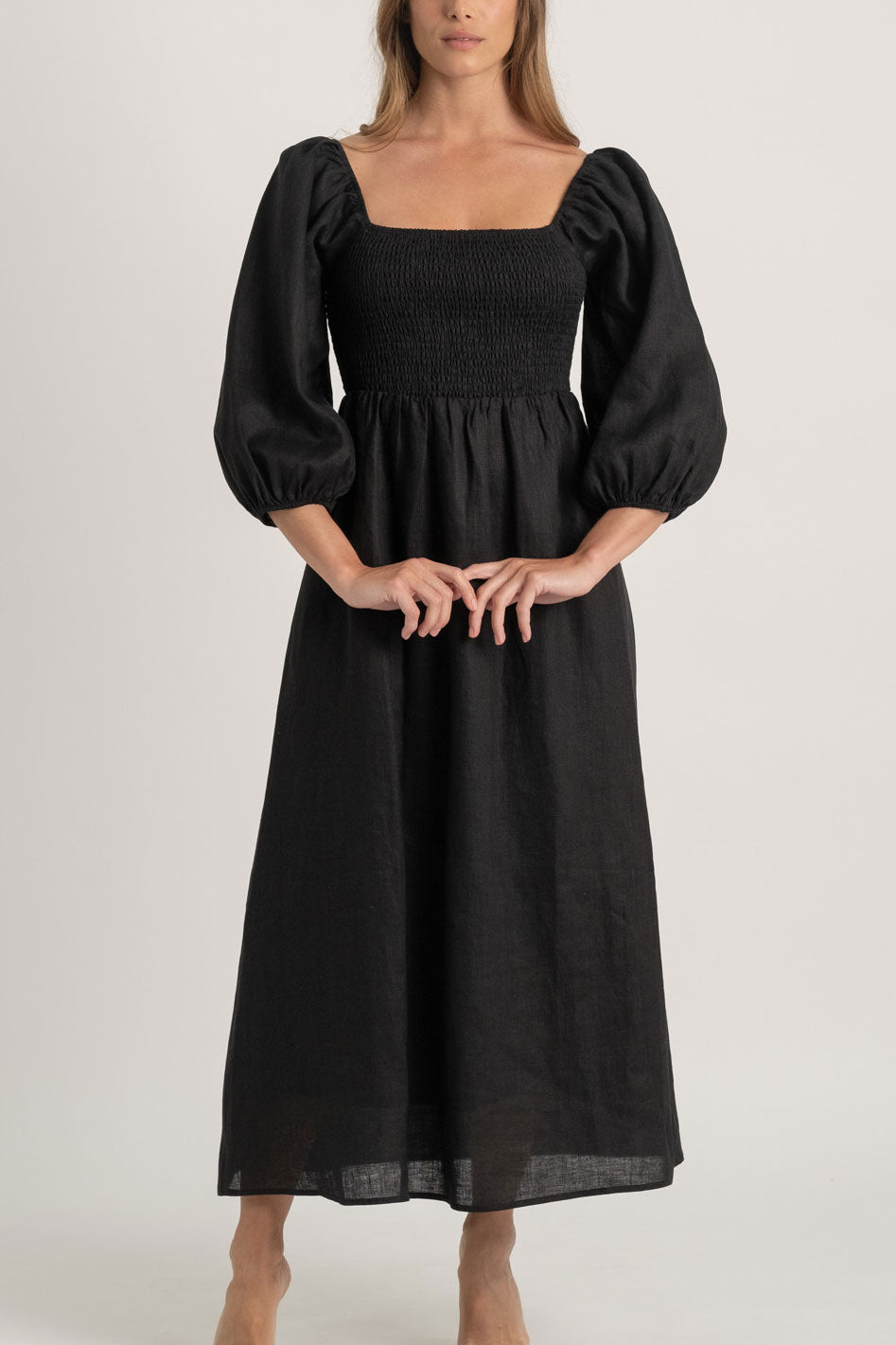 Agapi Linen Maxi Dress Black