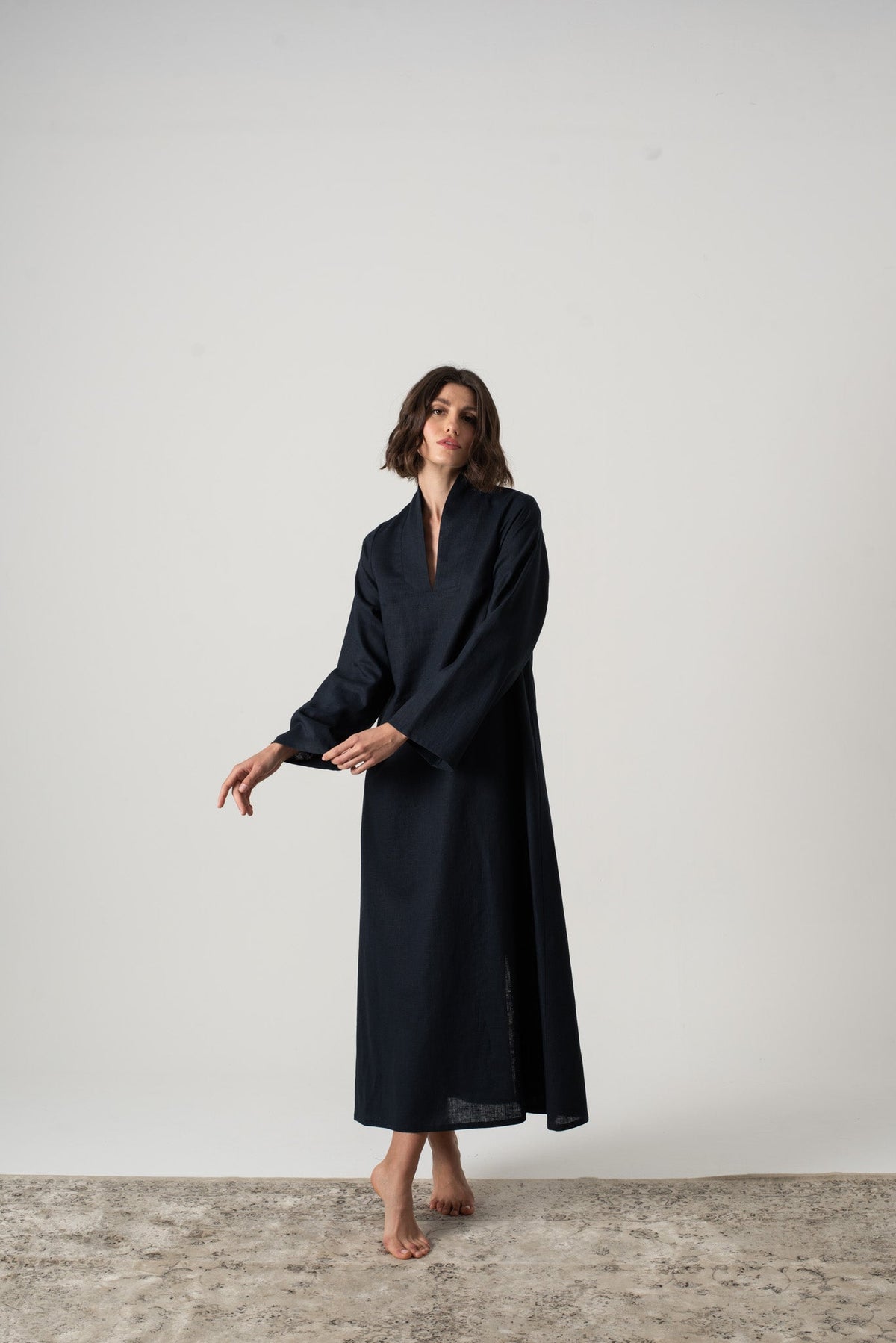Alarik Linen Kaftan Navy