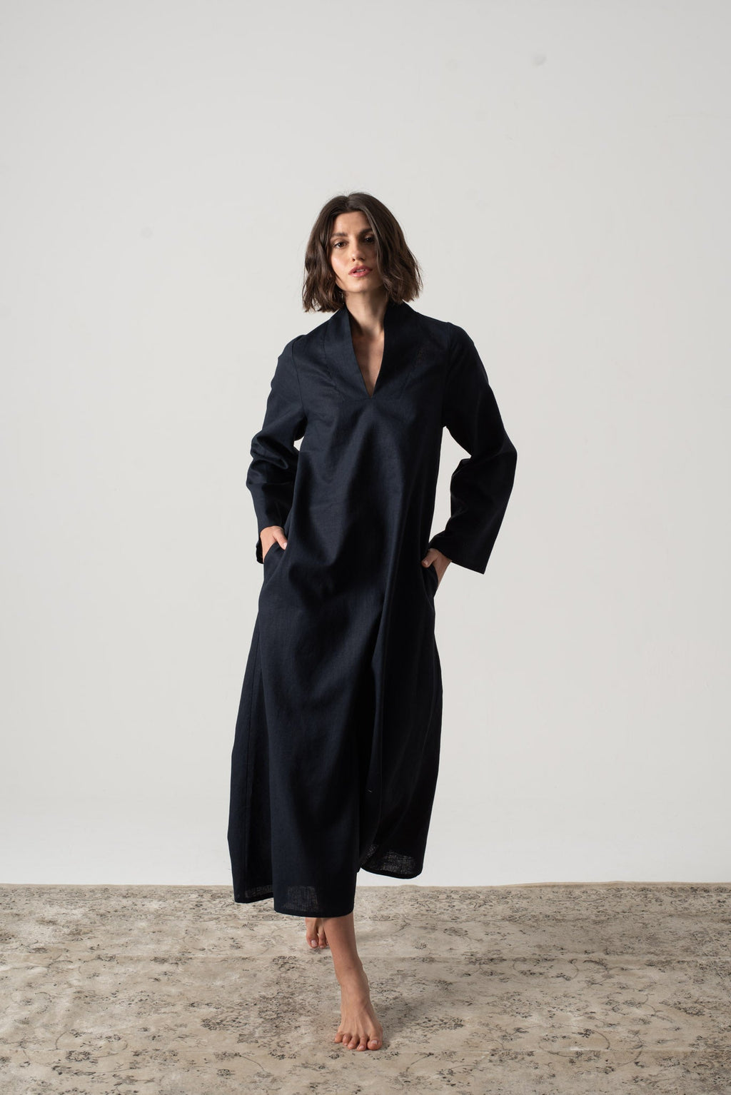 Alarik Linen Kaftan Navy