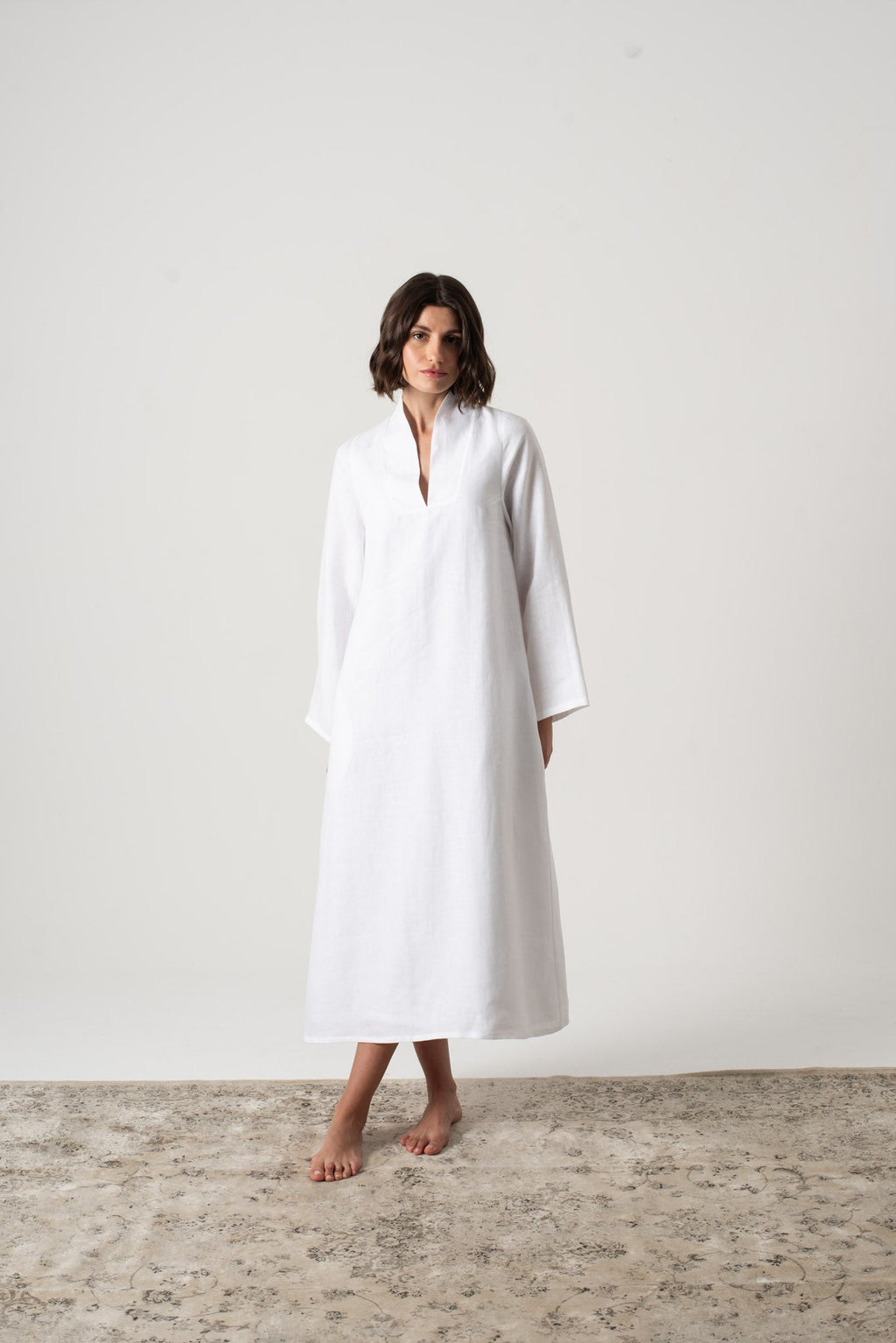 Alarik Linen Kaftan White