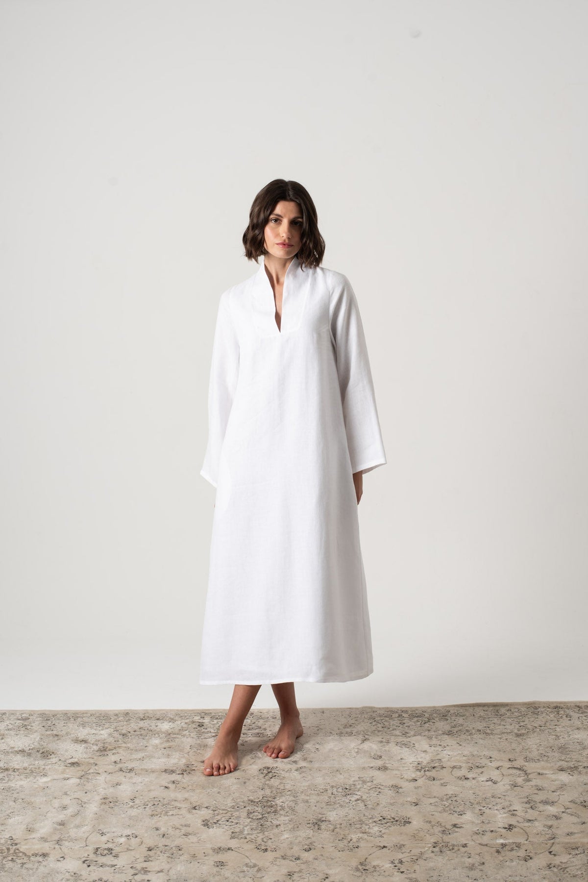 Alarik Linen Kaftan White