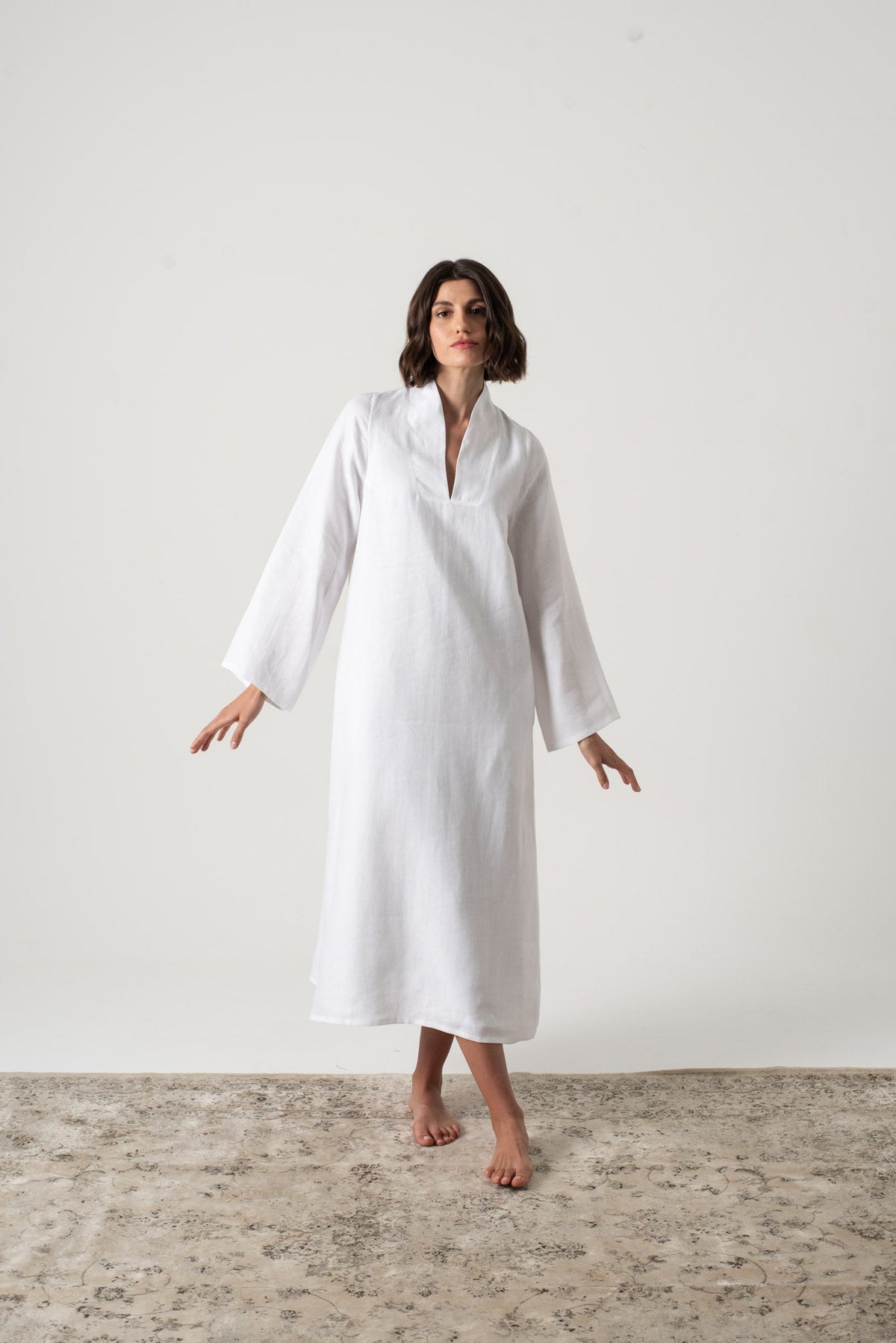 Alarik Linen Kaftan White