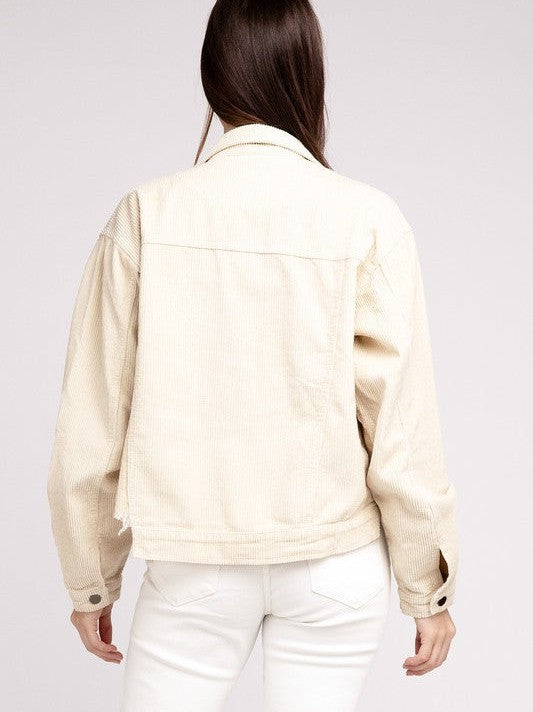 Oversized Ribbed Cropped Shacket