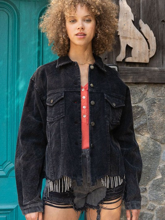 Oversized Ribbed Cropped Shacket