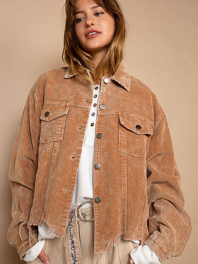 Oversized Ribbed Cropped Shacket