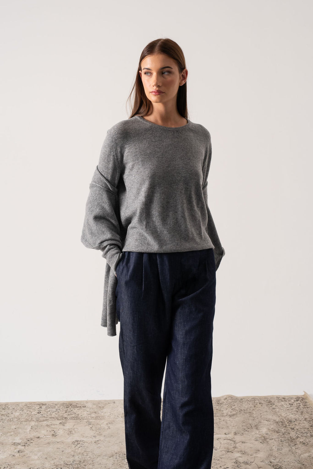100% Cashmere Cardigan Mélange Grey