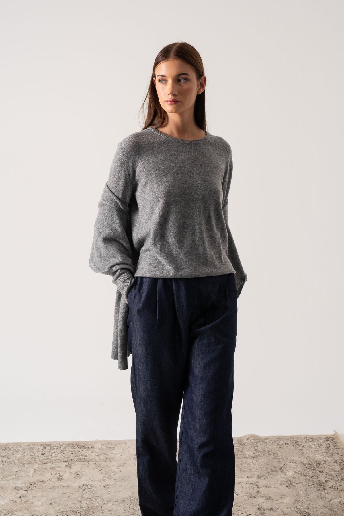 100% Cashmere Cardigan Mélange Grey
