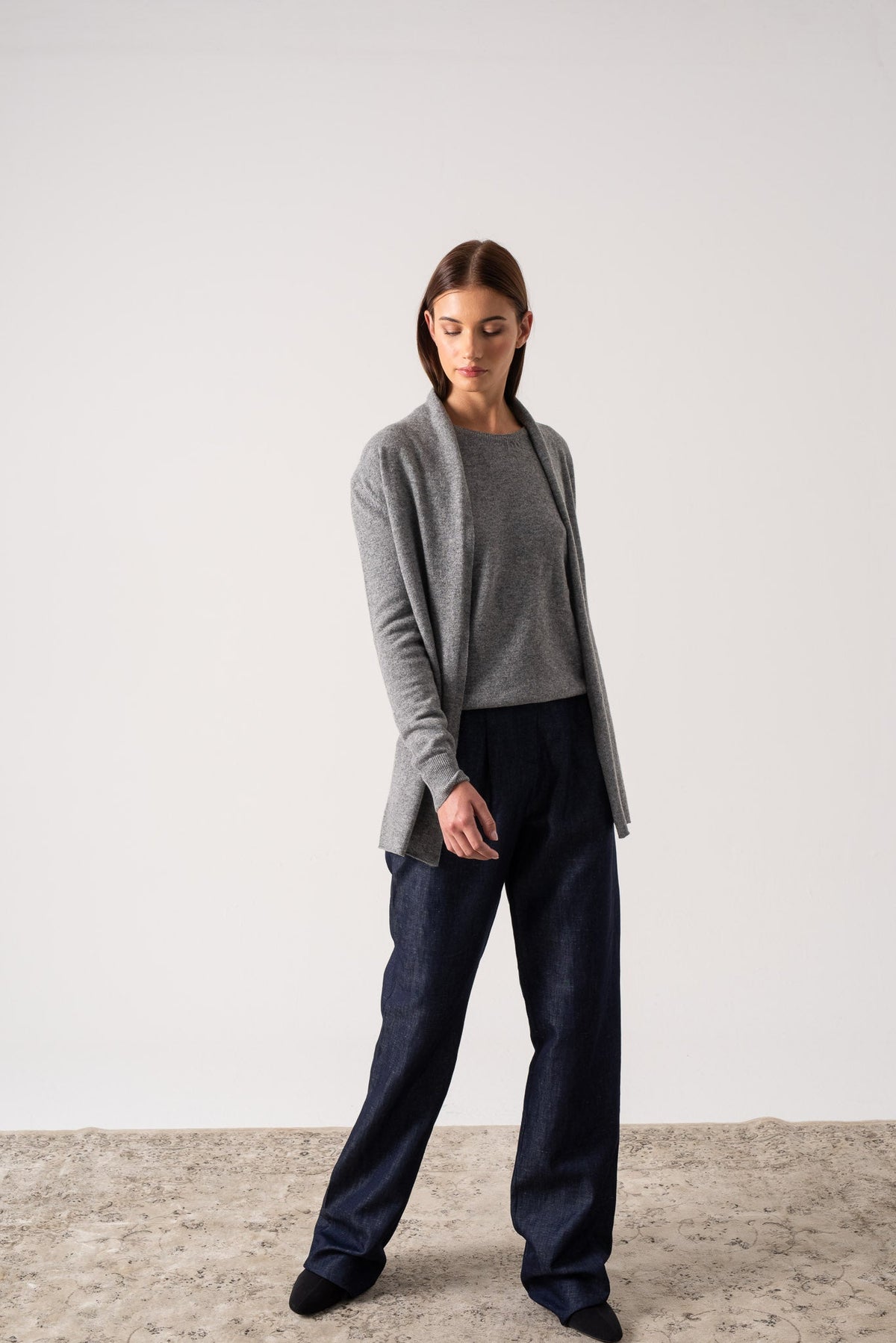100% Cashmere Cardigan Mélange Grey