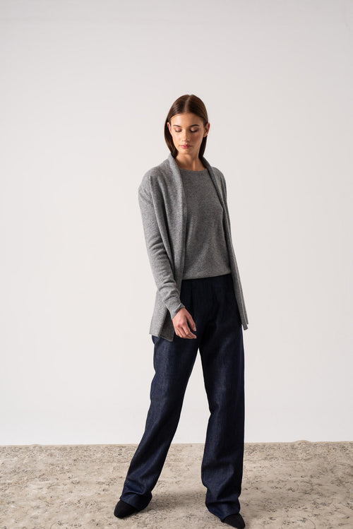 100% Cashmere Cardigan Mélange Grey