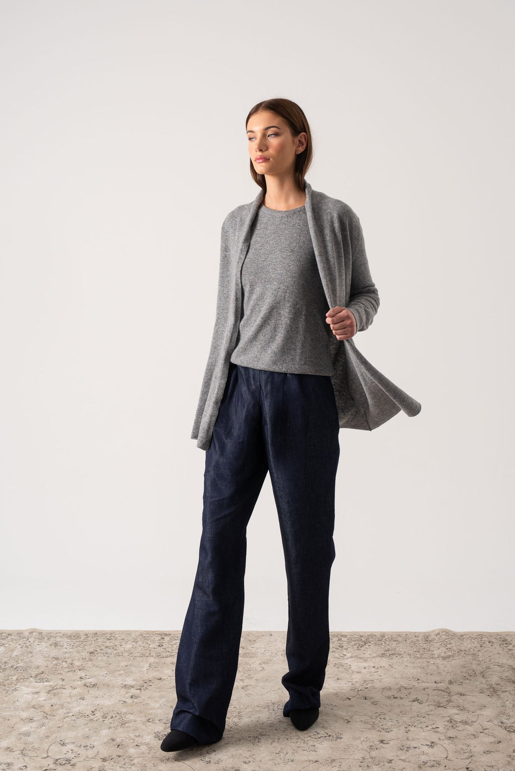 100% Cashmere Cardigan Mélange Grey