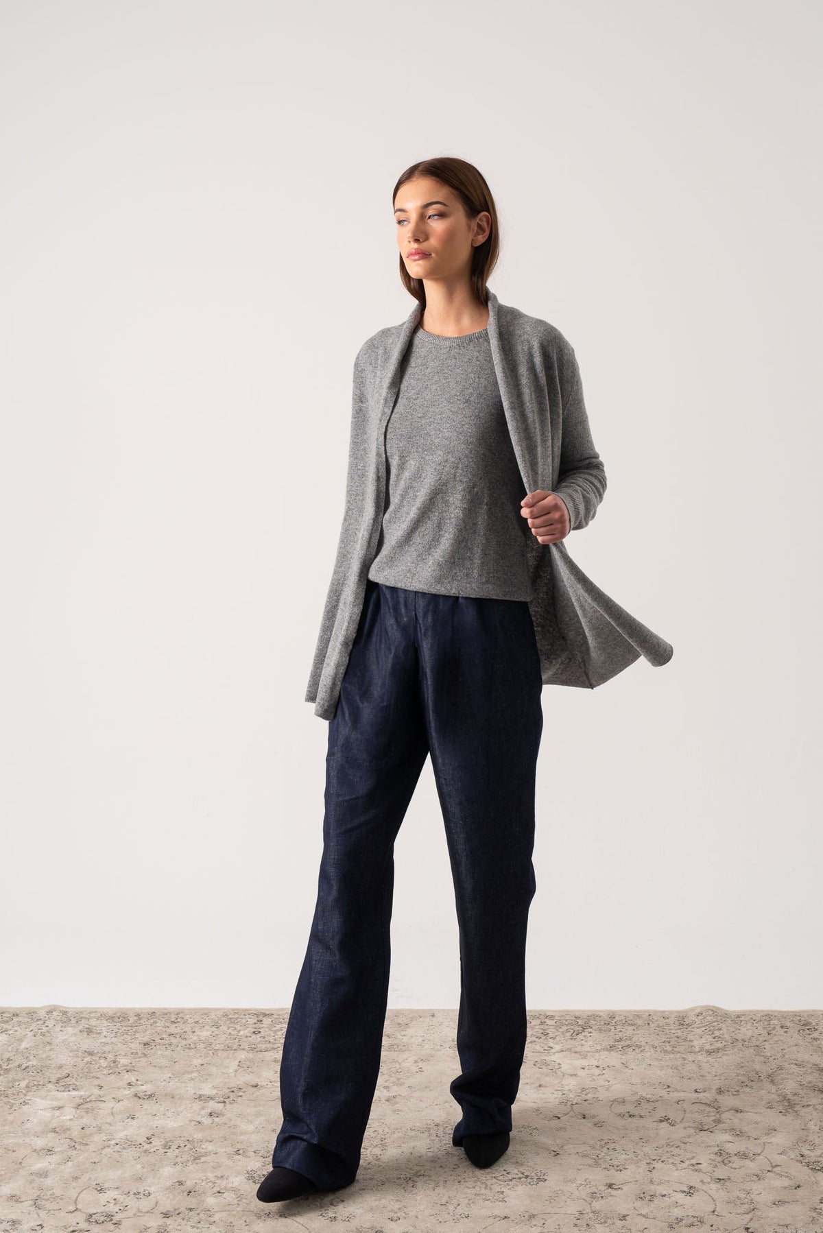 100% Cashmere Cardigan Mélange Grey