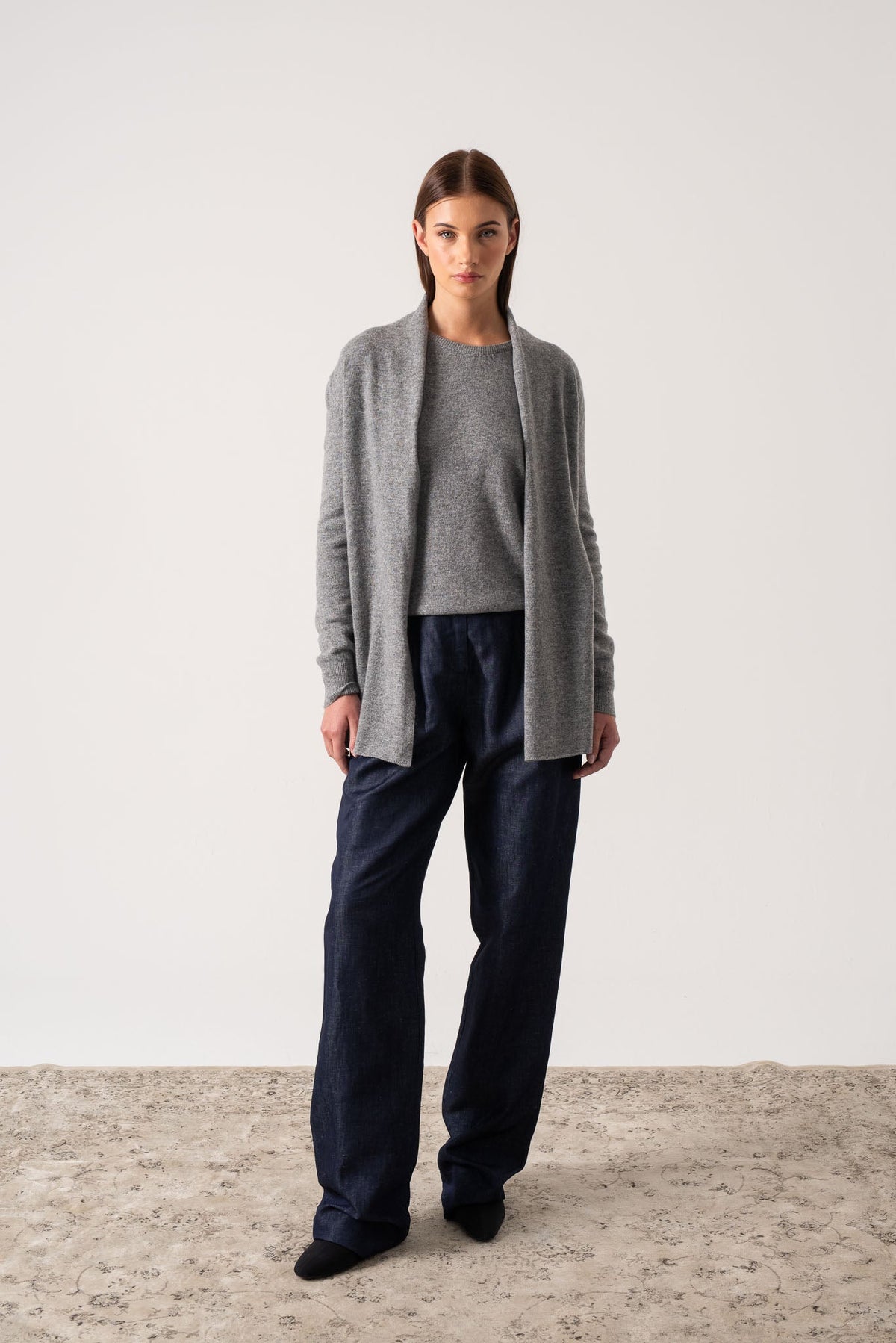 100% Cashmere Cardigan Mélange Grey