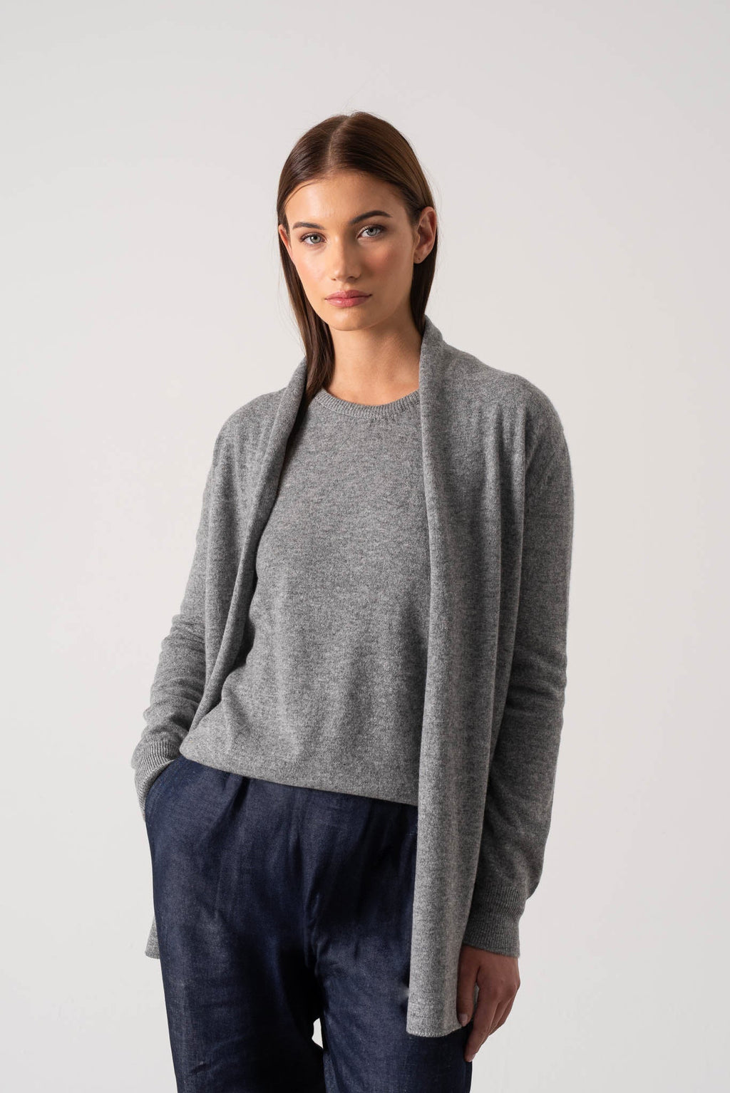 100% Cashmere Cardigan Mélange Grey