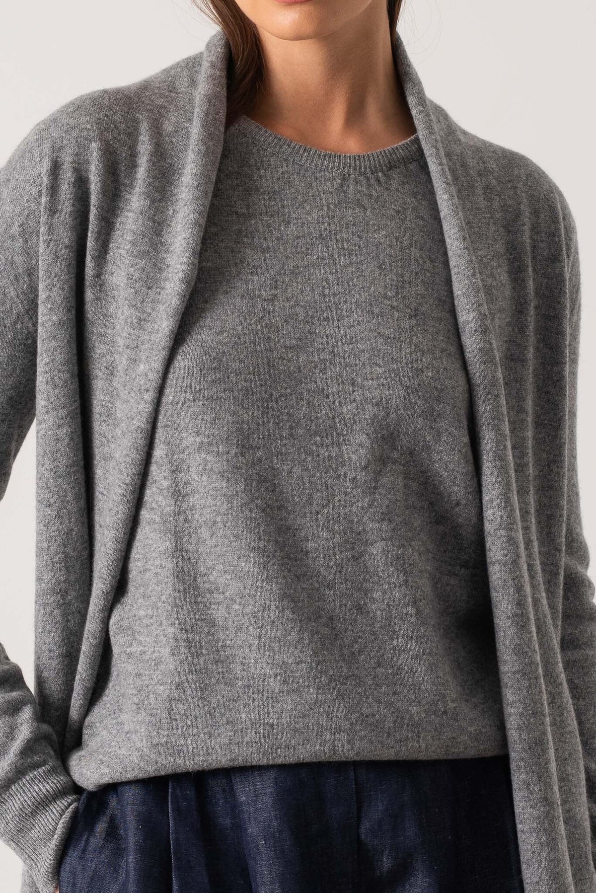 100% Cashmere Cardigan Mélange Grey