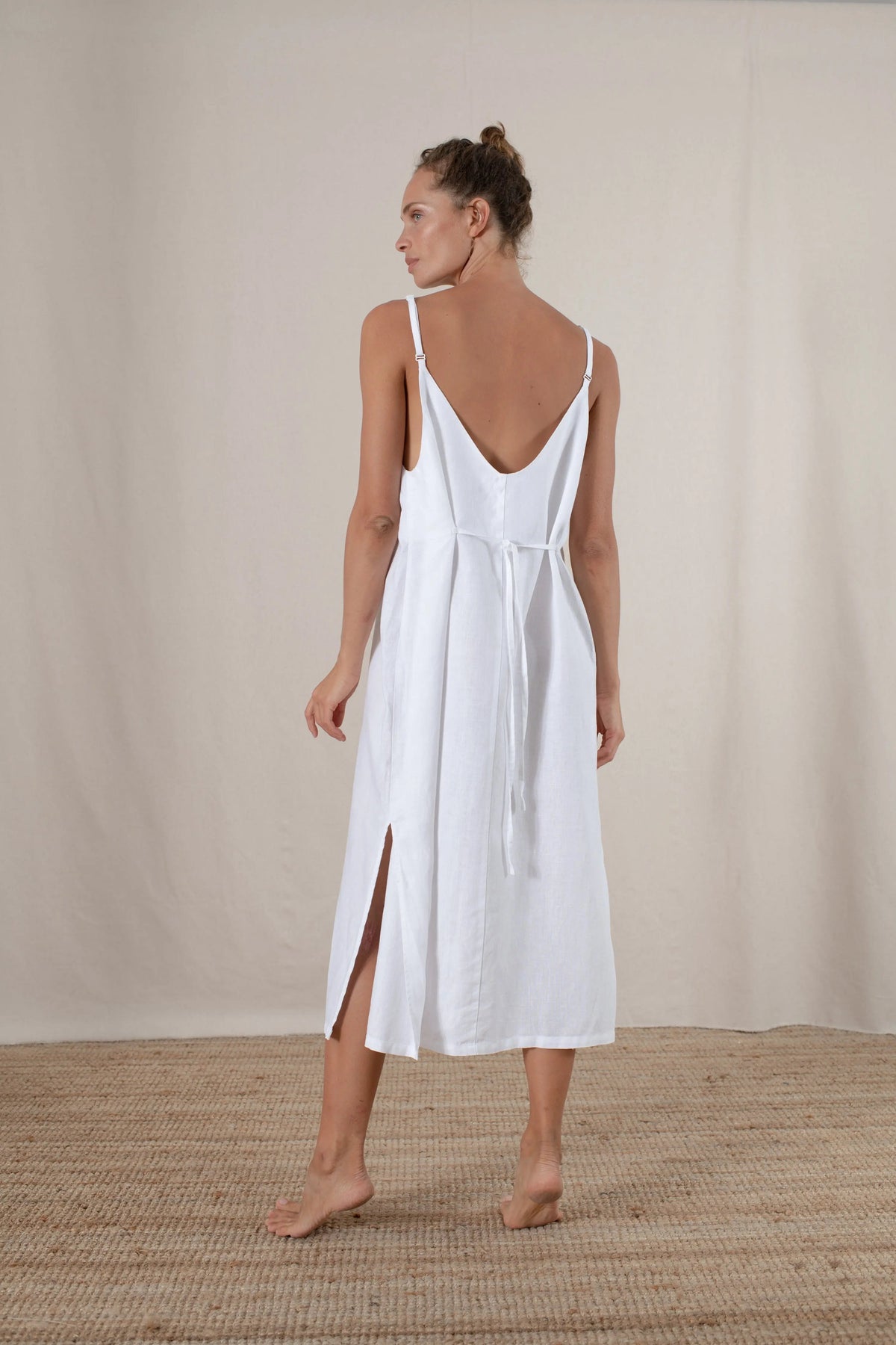 Linen Slip Dress White