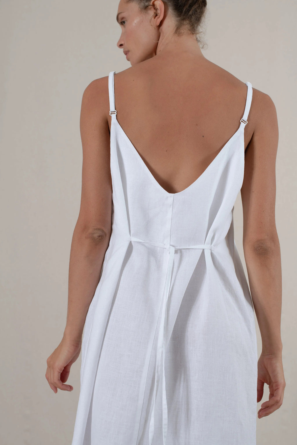 Linen Slip Dress White