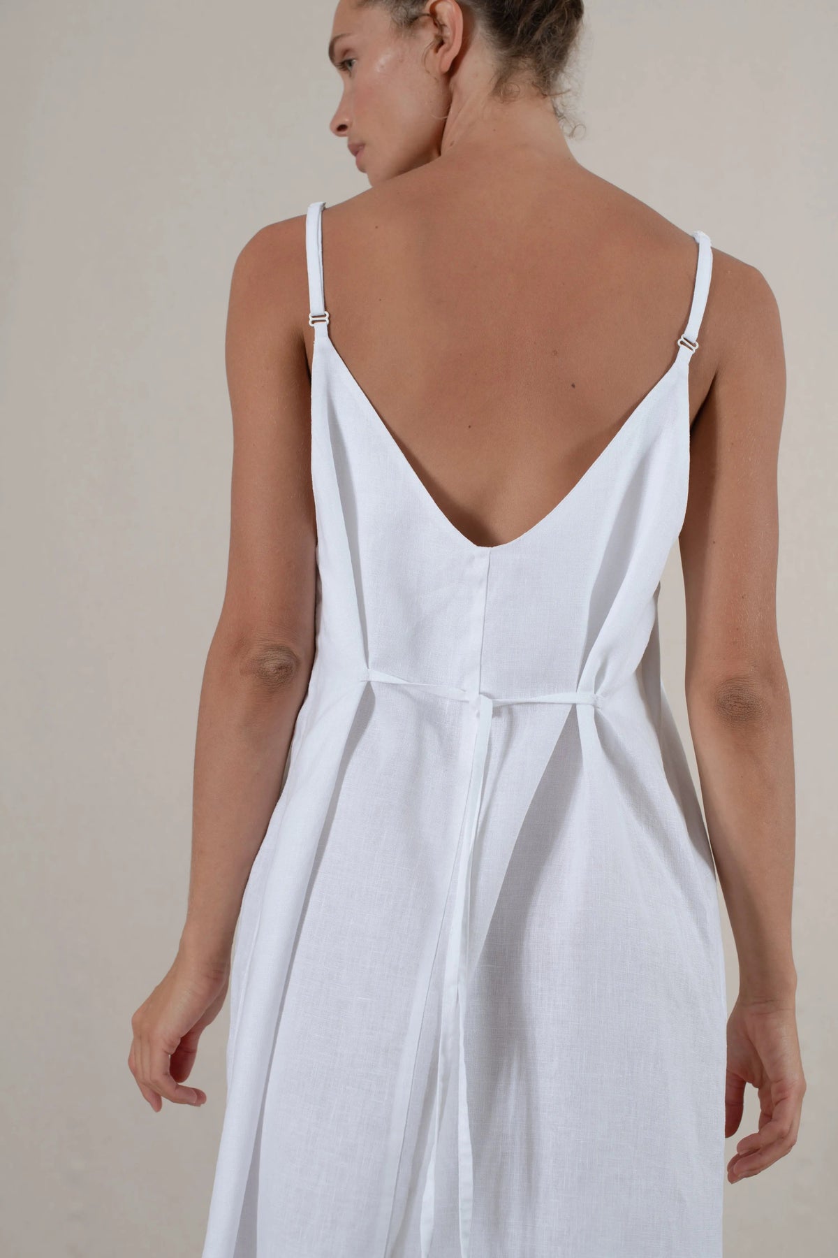 Linen Slip Dress White