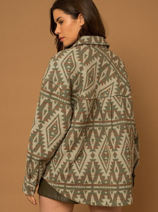 Bohemian Flair  Print Shacket with  Pockets