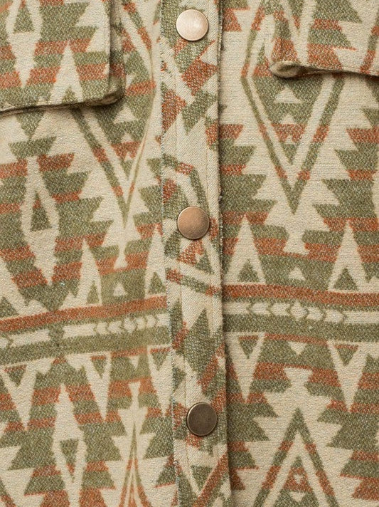 Bohemian Flair  Print Shacket with  Pockets