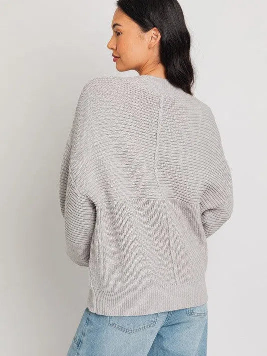 Rib Knit Center Seam Sweater