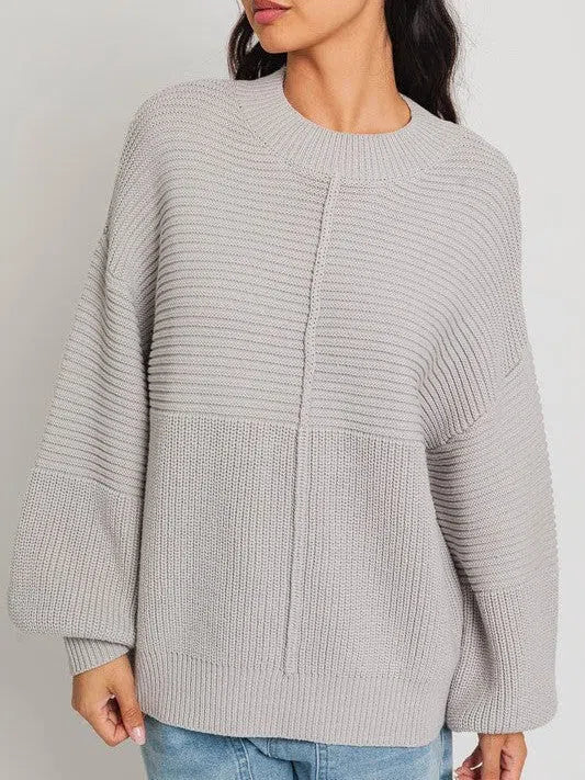Rib Knit Center Seam Sweater