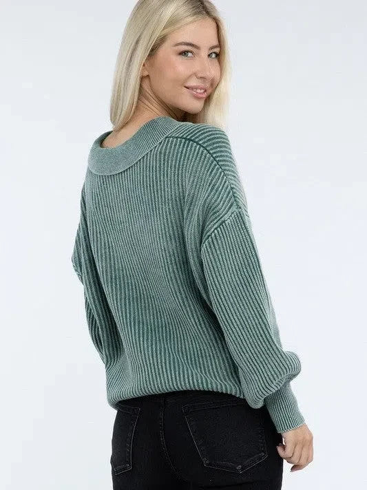 Calm in the Chaos Collared  Sweater