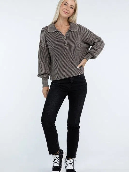 Calm in the Chaos Collared  Sweater