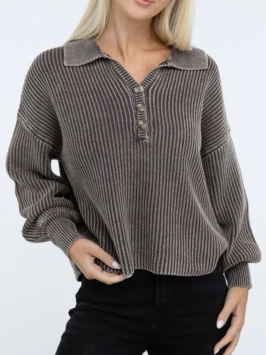 Calm in the Chaos Collared  Sweater