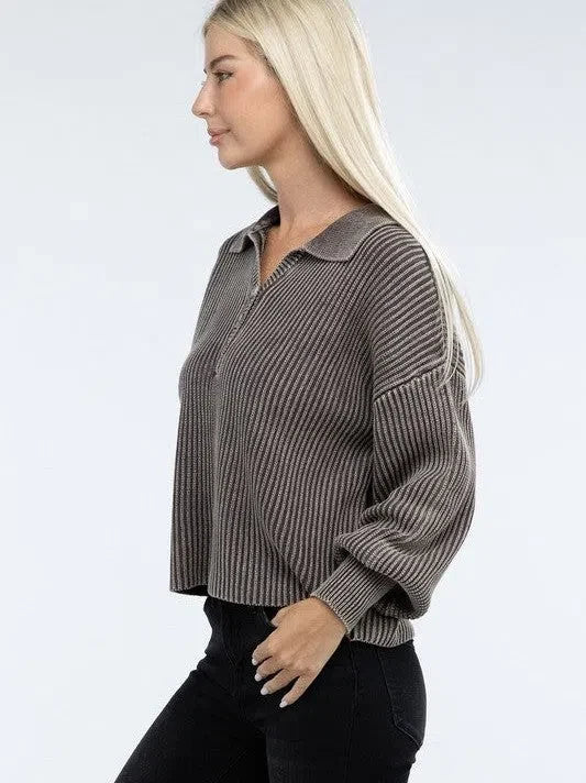 Calm in the Chaos Collared  Sweater