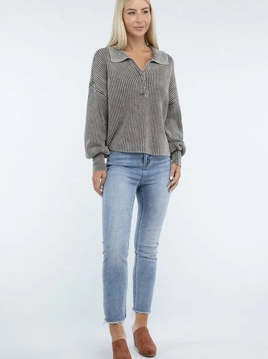 Calm in the Chaos Collared  Sweater