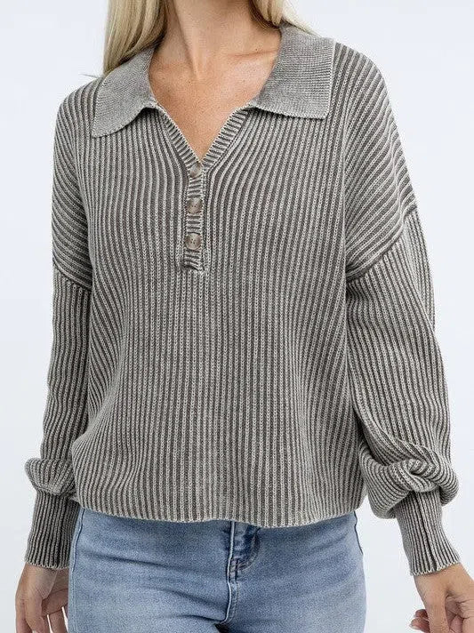 Calm in the Chaos Collared  Sweater