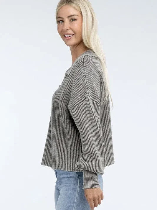 Calm in the Chaos Collared  Sweater