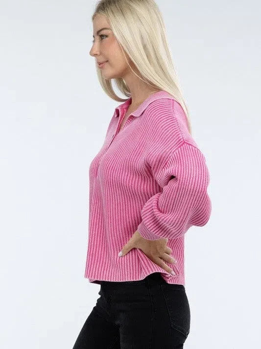 Calm in the Chaos Collared  Sweater