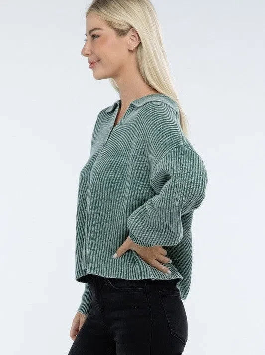 Calm in the Chaos Collared  Sweater