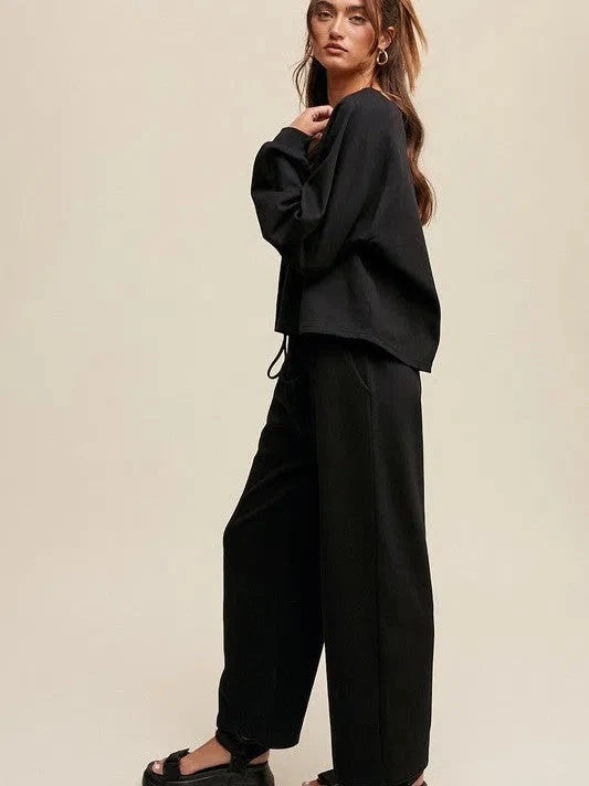 V-neck Sweatshirt and Pants Set