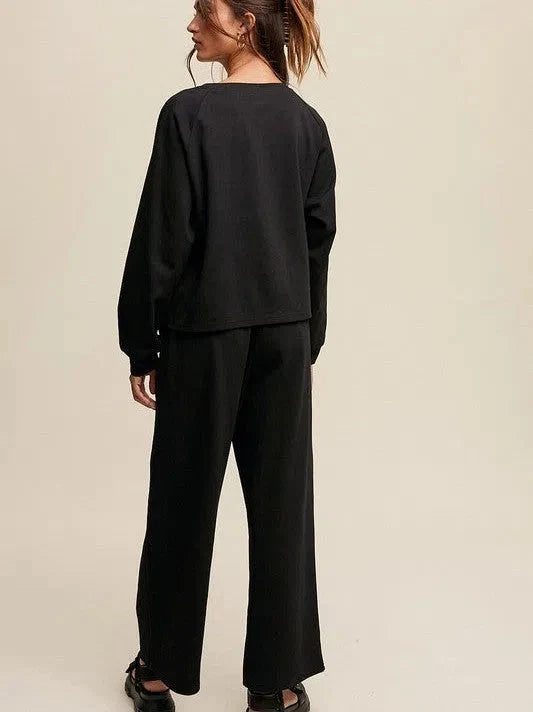 V-neck Sweatshirt and Pants Set