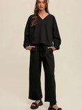 V-neck Sweatshirt and Pants Set