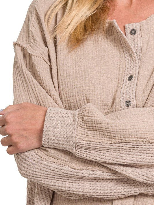 Wave Oversized Long Sleeve Gauze Top