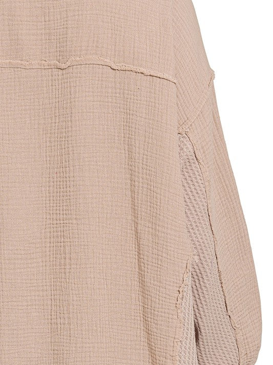 Wave Oversized Long Sleeve Gauze Top