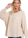 Wave Oversized Long Sleeve Gauze Top