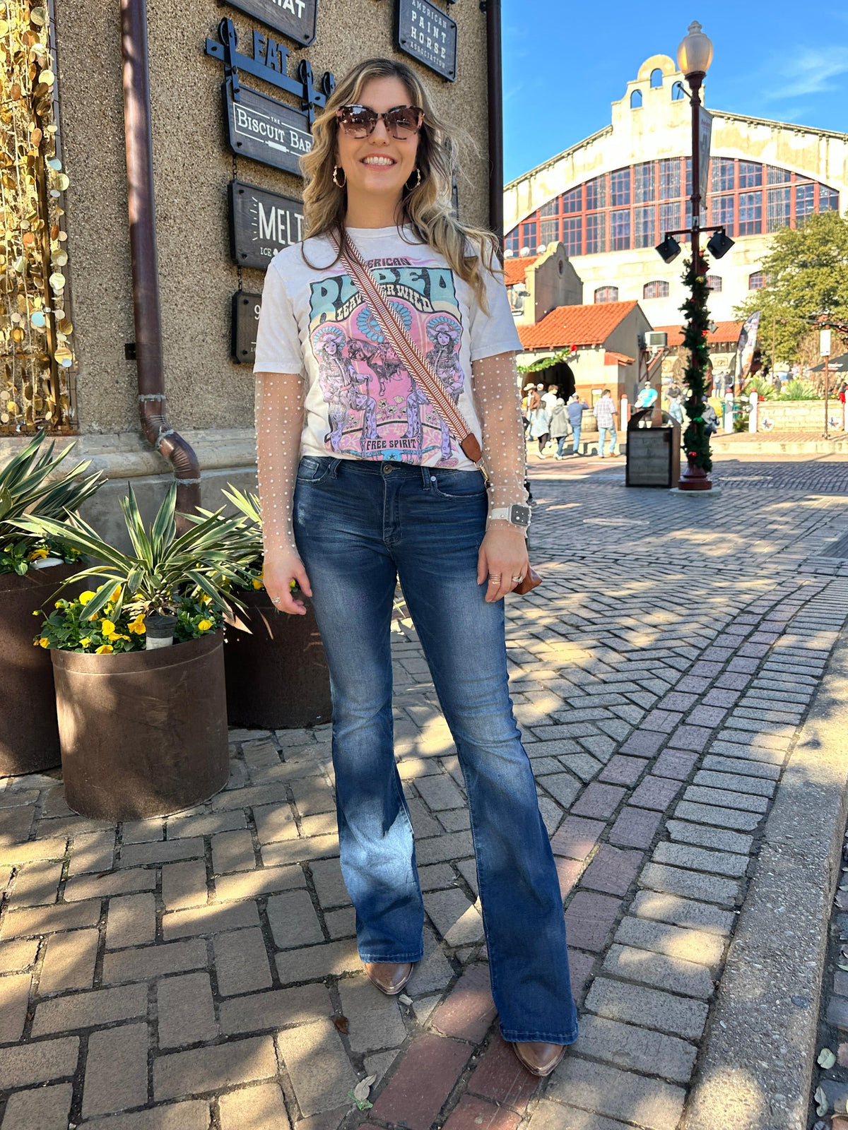 Pearl Embellished Long Sleeve Mesh Top