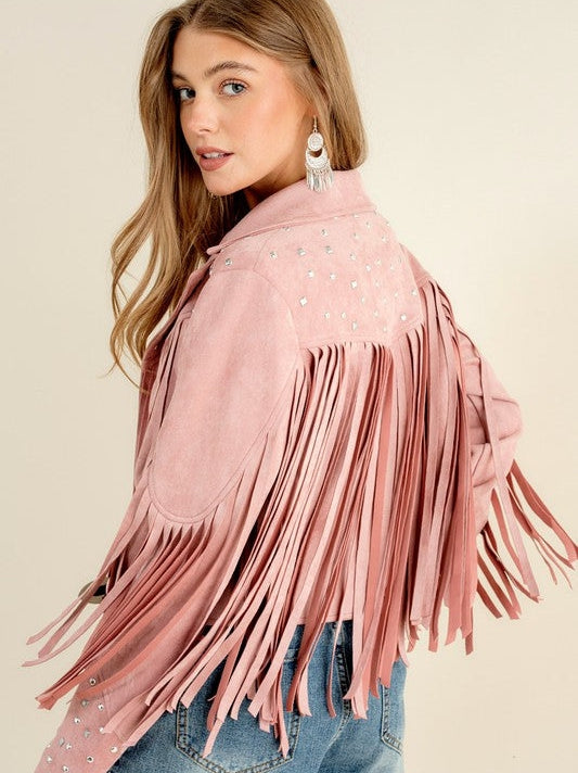Fringe Studded Suede Jacket