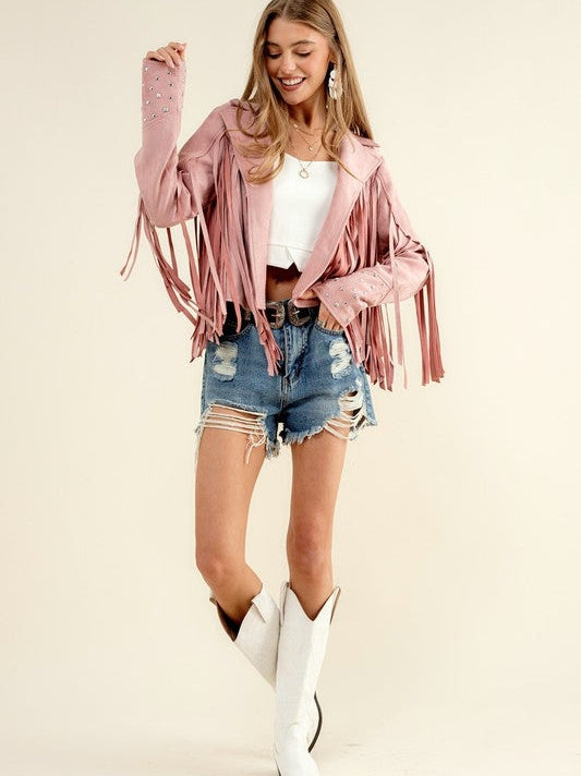 Fringe Studded Suede Jacket