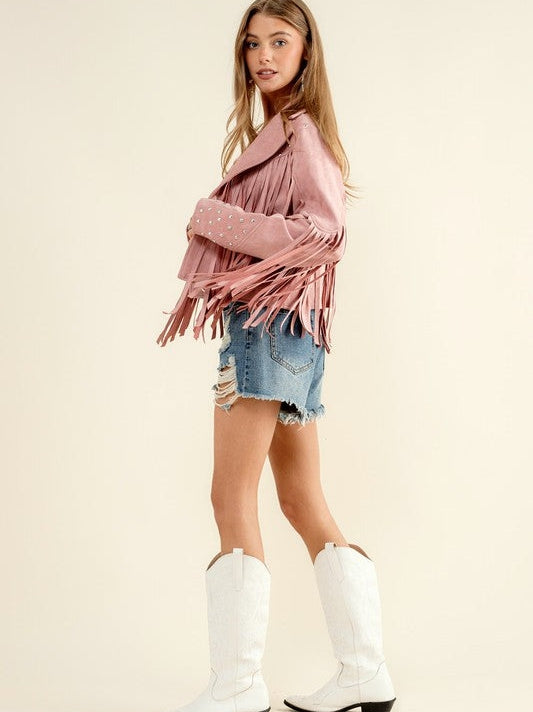 Fringe Studded Suede Jacket