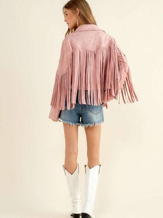Fringe Studded Suede Jacket