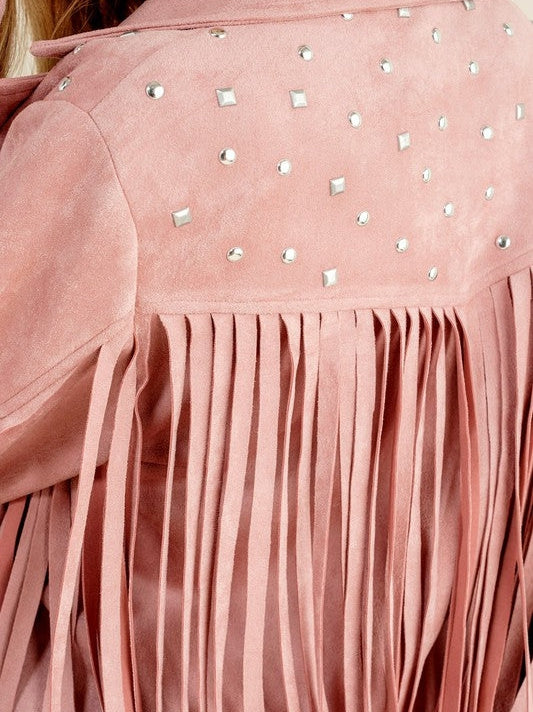 Fringe Studded Suede Jacket