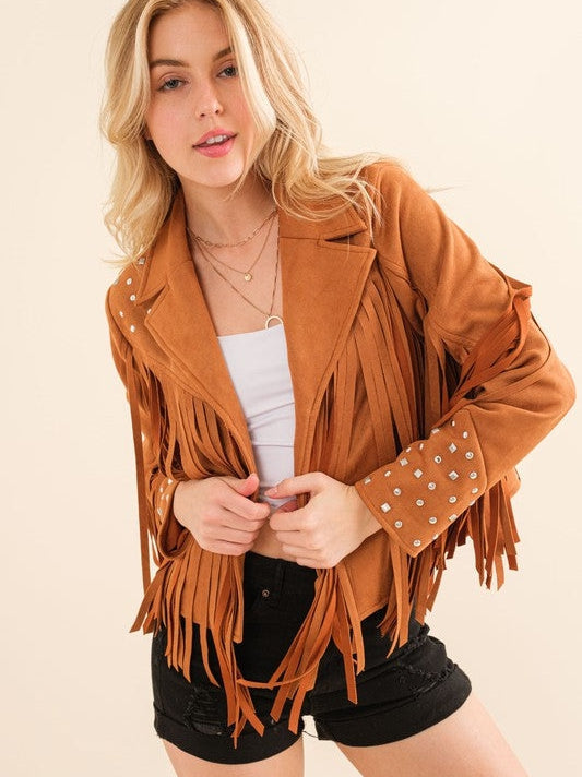 Fringe Studded Suede Jacket