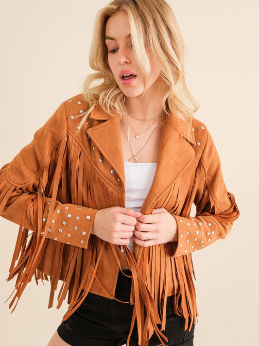 Fringe Studded Suede Jacket